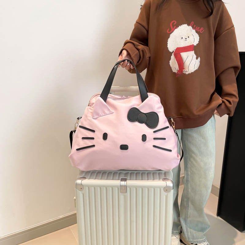 

Сумка большой вместимости Hello Kitty для коротких поездок - Женская повседневная деловая дорожная сумка-тоут розовый/чёрный