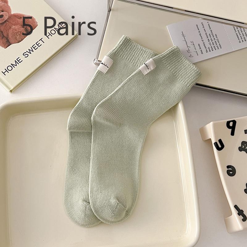 

5 пар новых женских весенних и осенних впитывающих пот носков из хлопкового ворса 5 Pairs зелёный