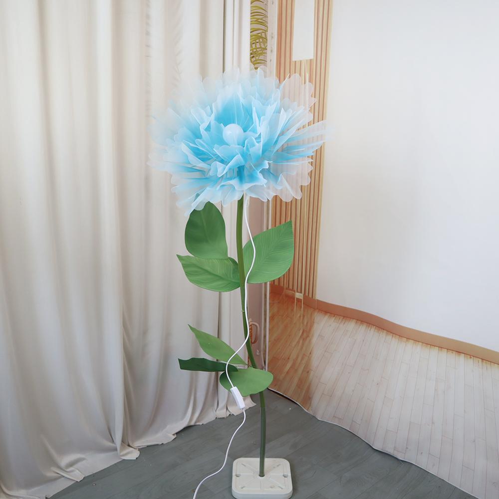 Man-made Large Yarn Flower Set with Lamp Living Room Floor Placement Garden Decoration Outdoor High Quality Artificial Flowers