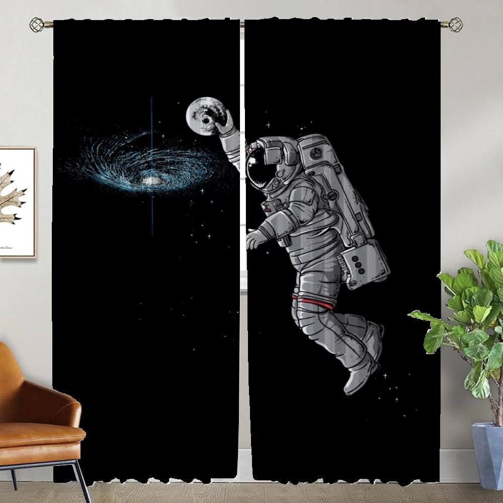 Perdele Astronaut din Carton pentru Perdea de Living Perdele de Interior pentru Casă 2 Bucăți Tul pentru Dormitor Jaluzele Partiție Bucătărie