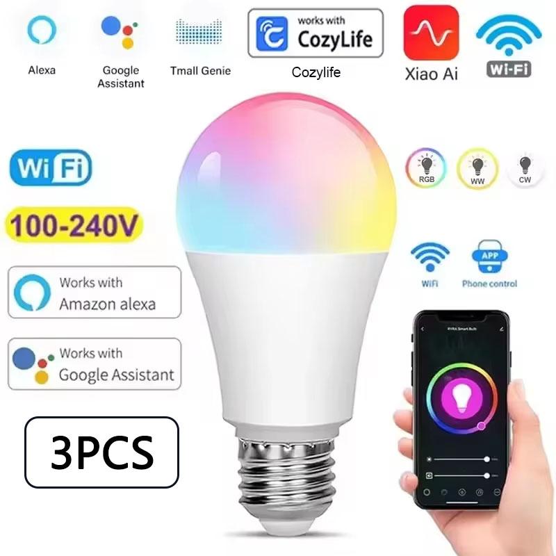 Smart Bulb E27 9W WiFi Bubble Dimmable LED Light Voice Control Bulb RGBCW AC100-240V Smart Life Bulb Support Alexa Google Home