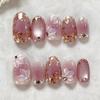 24Pcs Almond Press On Nails Rainbow Smudge Design With Star Moon Full Cover Fake Nail Tips Sweet