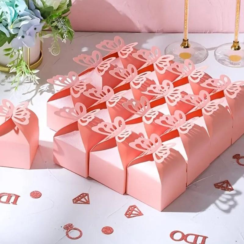 100pcs Butterfly Parties and Weddings Favors Boxes Butterfly Confectionery Boxes for Birthday Party and Wedding
