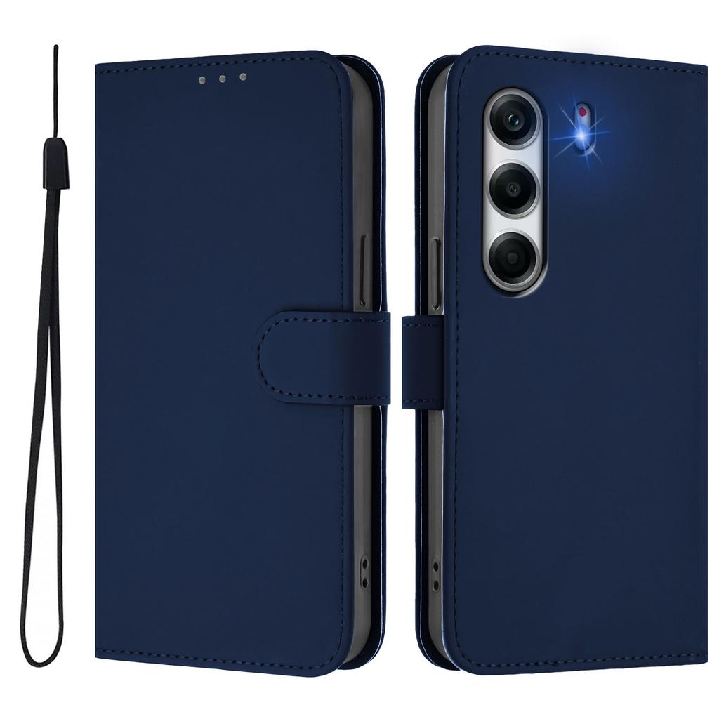 For TECNO Camon 40 Pro 4G Case Solid Color Wallet Leather Phone Cover with Strap
