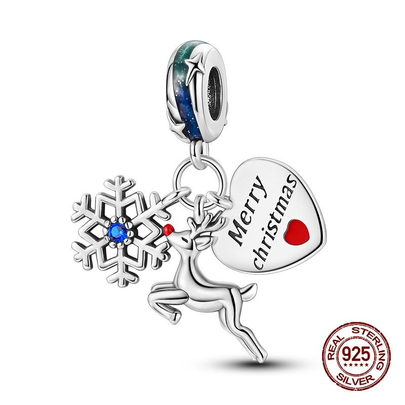 Winter Charms Copper Elk Bear Santa Claus Charms Beads Fit Original Bracelets For Women Diy Festival Jewelry Gifts