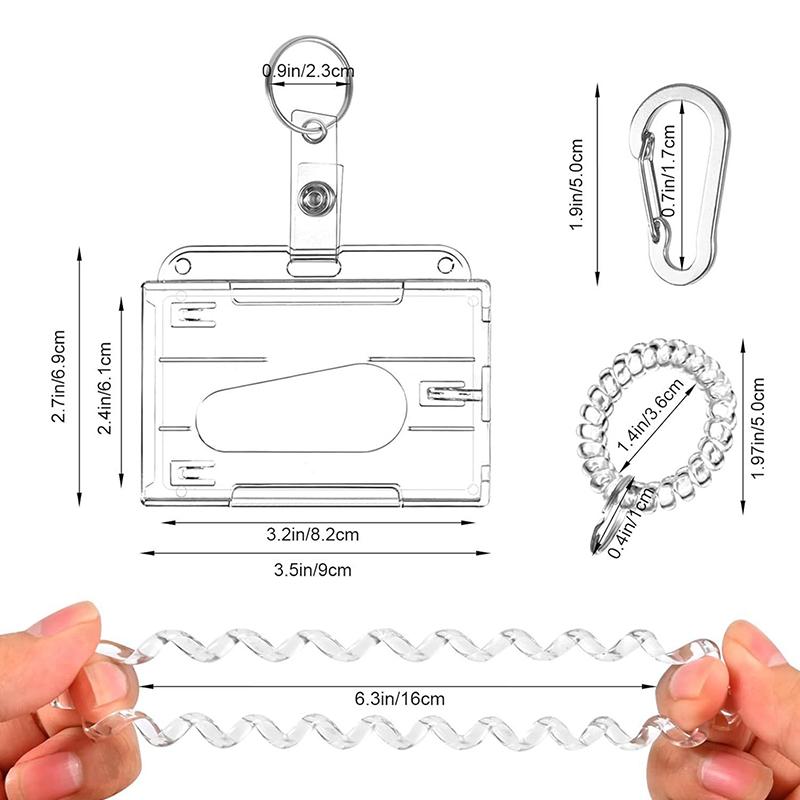 1/2Pcs Transparent Card Holder Cases Retractable Keychain Scratch-Proof Student Office Id Bank Card Tab Cases
