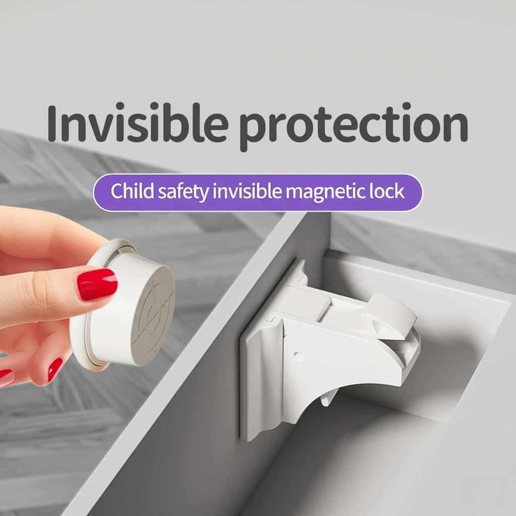 2/4 Locks + 1 Key, Child-Proof Magnetic Locks for Cabinets And Drawers, Invisible Multifunctional Locks.