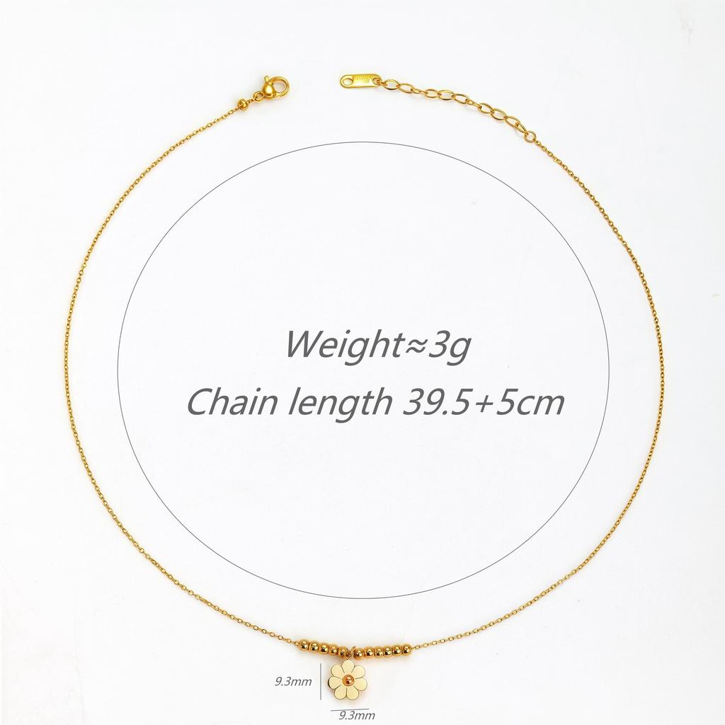 Mori Sweet Chrysanthemum Titanium Steel Necklace Female Flower Beaded Simple Versatile Collarbone Chain Does Not Fade