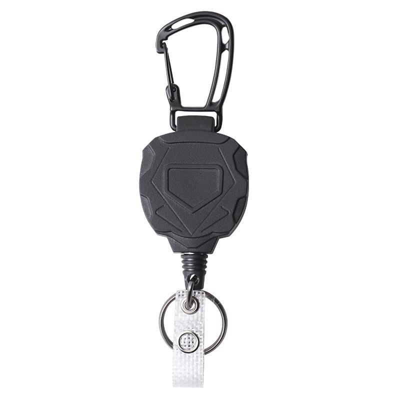 Outdoor Mountaineering Retractable Keychain Clip with Easy-Pull Buckle and Wire Rope Badge Holder