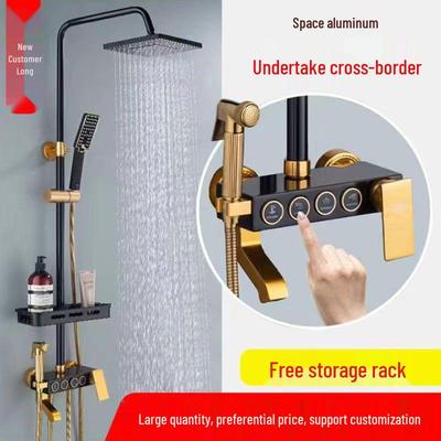 Water-Plated Gray Digital Shower Set with Stainless Steel Thermostat and Space Aluminum Nozzle