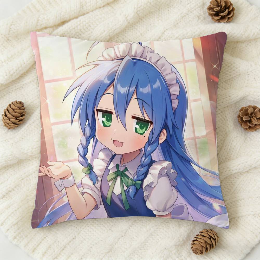 Cute I-Izumi K-Konata Double-Sided Printed Square Decorative Cushion Cover For Sofa Living Room Home Decor