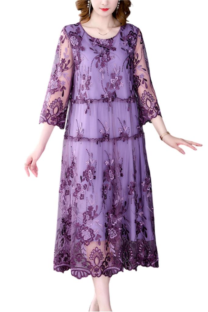 Party Large Wedding Party Lined [PROOMMARY] Dress, Size, Dress, Women's, Formal, Dress, 3/4 Sleeves, Lace, A-Line, (XL)