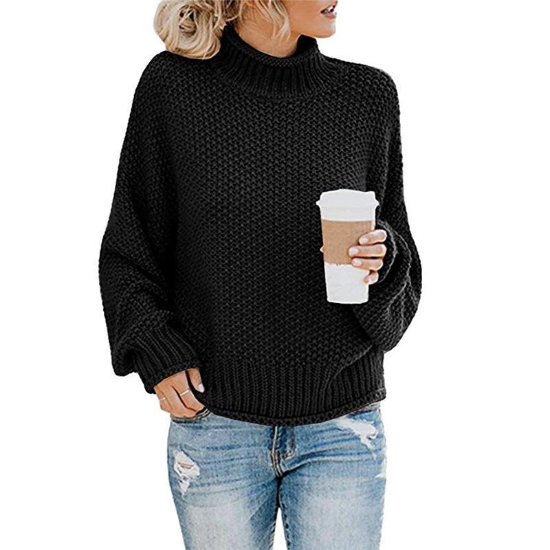 2026 Women's High Neck Loose Pullover Sweater - Autumn/Winter Plus Size European & American Style