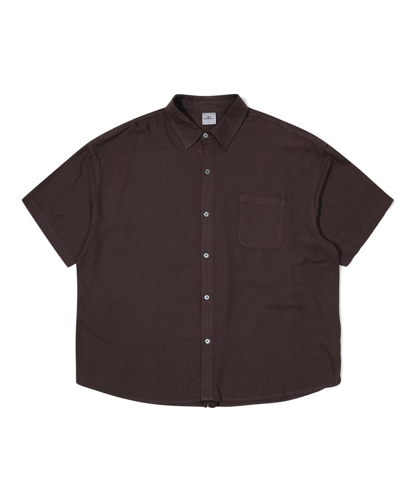 ONEILL Washed Linen-Like Short Sleeve Shirt_Dark Brown