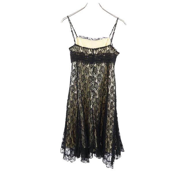 unused GRAND TABLE Floral race Cami one piece M Black Back zip Women Used