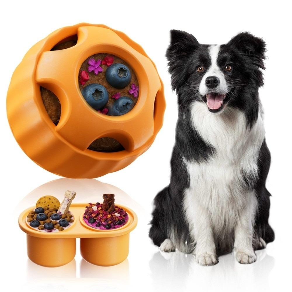 Food-grade Silicone DIY 2-grid Food Mold for Dog Dental Health Durable Puppy Swing Leak Feeder Non-Toxic Easy Clean