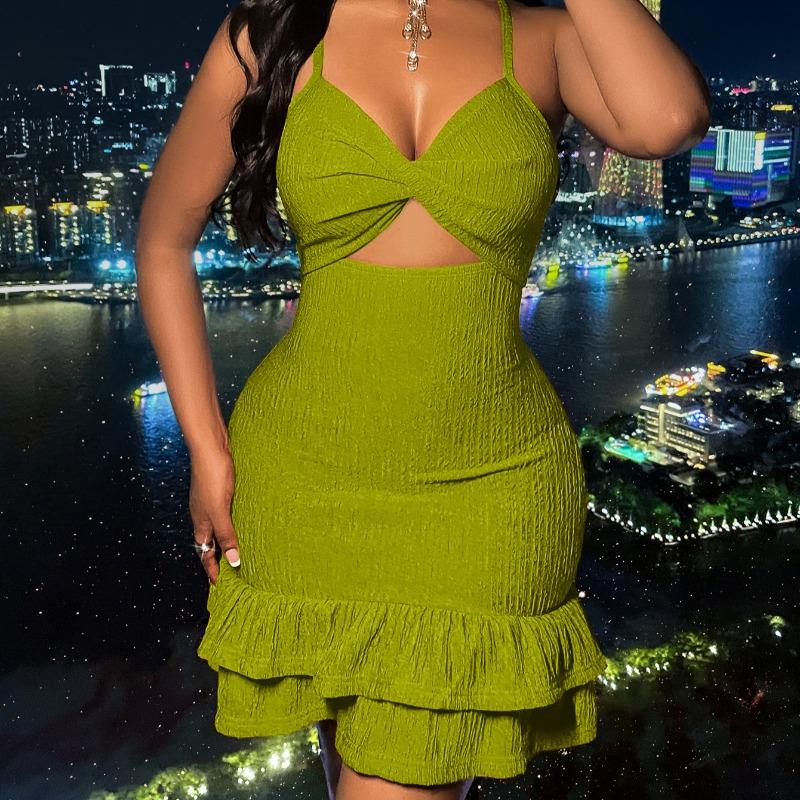 Sexy Damen Tief V-Ausschnitt Rückenfreies Swing Mini Kleid Sommer Strandparty Sommerkleid