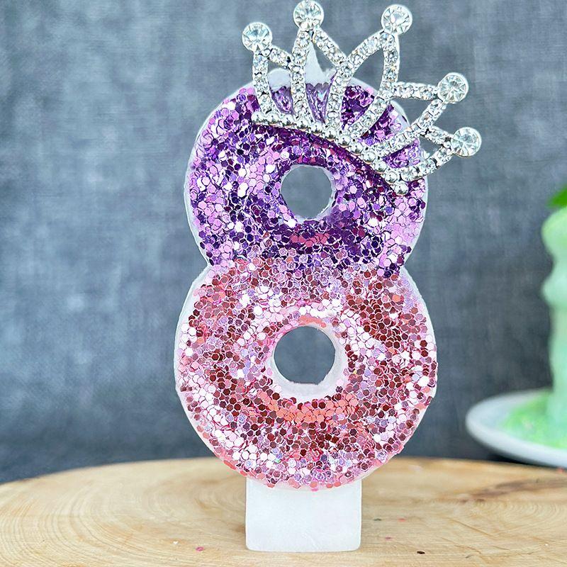 Color Changing Princess Crown Digital Birthday Candle,Celebrating Birthday Cake Plugin Candle Decoration Cake Decorating Supplie