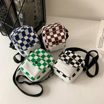 Xadrez Pequena Bolsa Mensageiro Bolsas Crossbody para Mulheres Meninas 2023 Nova Estudante Lona Um Ombro Quadrado Bolsas