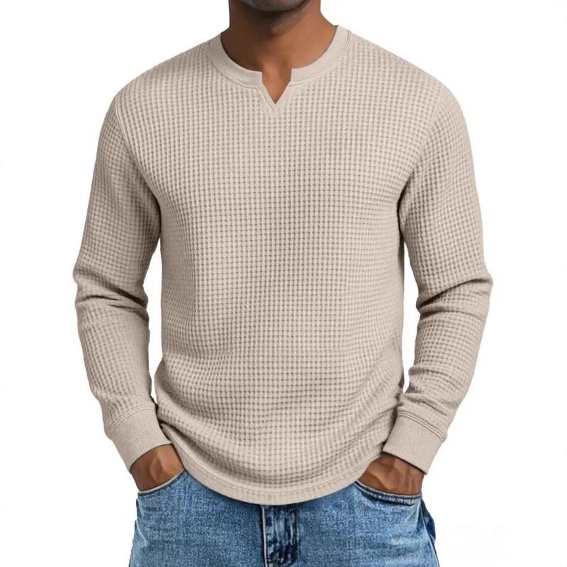 Herren S Slim Fit Langarm V-Ausschnitt Lässiges Basic Top Übergröße
