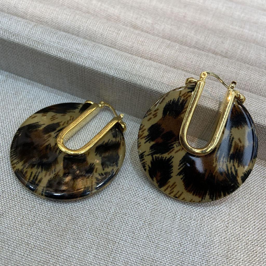 Echtgold-galvanisierte Ohrringe mit Leopardenmuster-Kreisverschluss, modischer, leichter Luxus, High-End