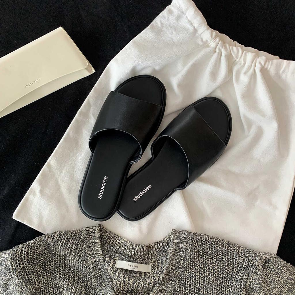 Sheepskin grape mother same comfortable leather versatile flat bottom row style one word slippers women's wear summer sandals