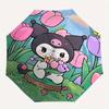 Kuromi,Spring Garden Automatic Folding Umbrella-Simple 8-Rib Design, Bright Cartoon Pattern, Durable Iron Frame, Suitable For Travel, Outdoo