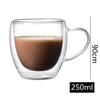 250ml Double-Layer Insulated Glass Coffee Cup with Handle, Heat-Resistant Transparent Juice & Milk Mug