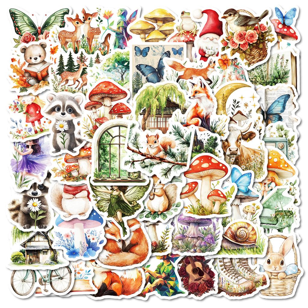 50 Fairy Tale Forest Theme Waterproof Mix And Match Graffiti Stickers