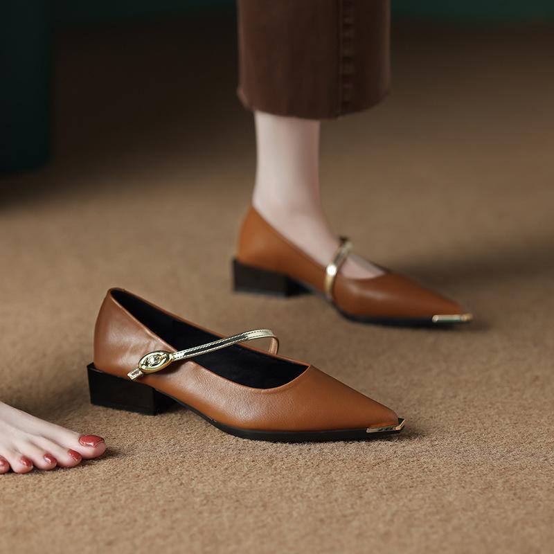 73598-6 Low-heeled beautiful pointed-toed single shoes for women's spring and autumn 2025 This year's popular fashion temperament autumn shoes