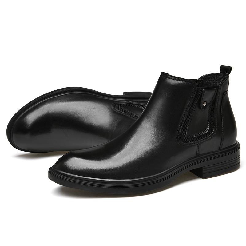 

Модные мужские туфли на низком каблуке, классические модные ботинки челси с резным дизайном, натуральная кожа, трендовые роскошные ботильоны, новые ботинки без застежек 47 чёрный