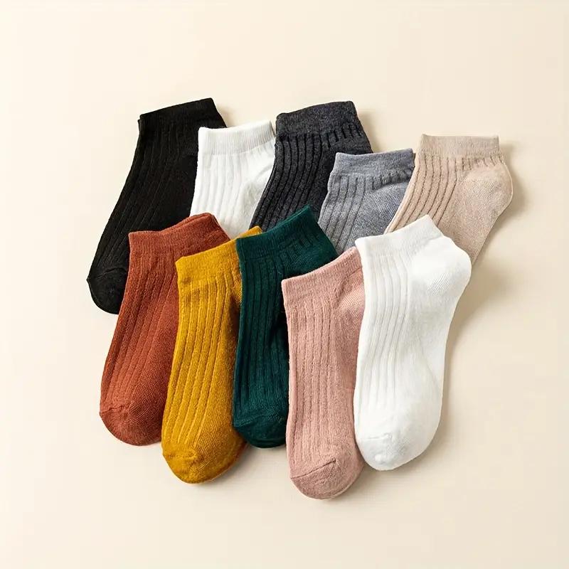 10 Pairs of Spring and Summer Thin Solid Color Casual Sports Short Tube Women's Socks