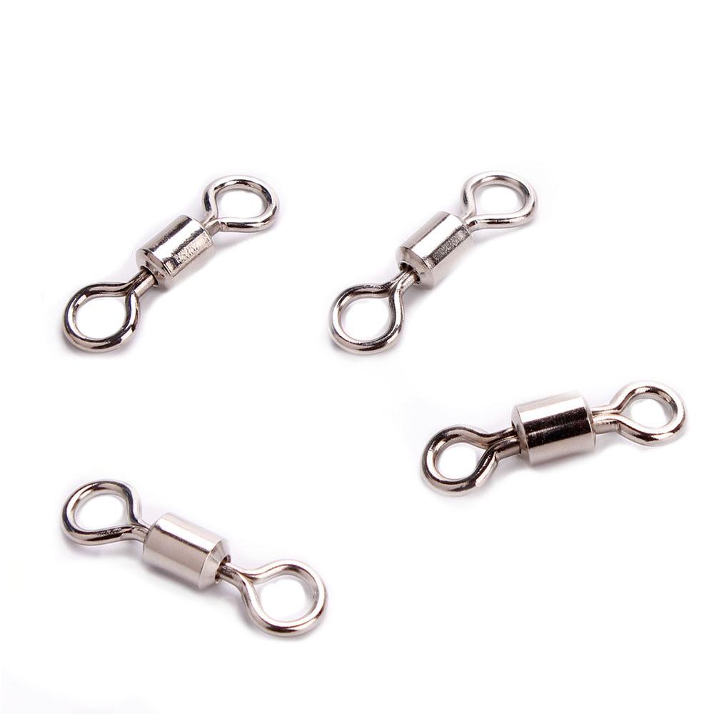 100pcs/bag High Quality Factory Fishing Tackle Accessories Stainless Steel American Swivel Snap Swivel Rolling Swivels 6mm