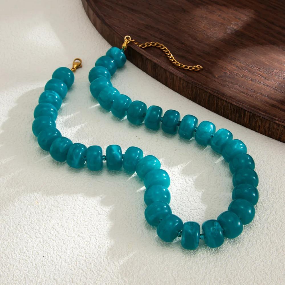 14 Colors Bohemian Colorful Acrylic Beads Choker Necklace for Women Fashion Resin Statement Necklaces Summer Beach Jewelry