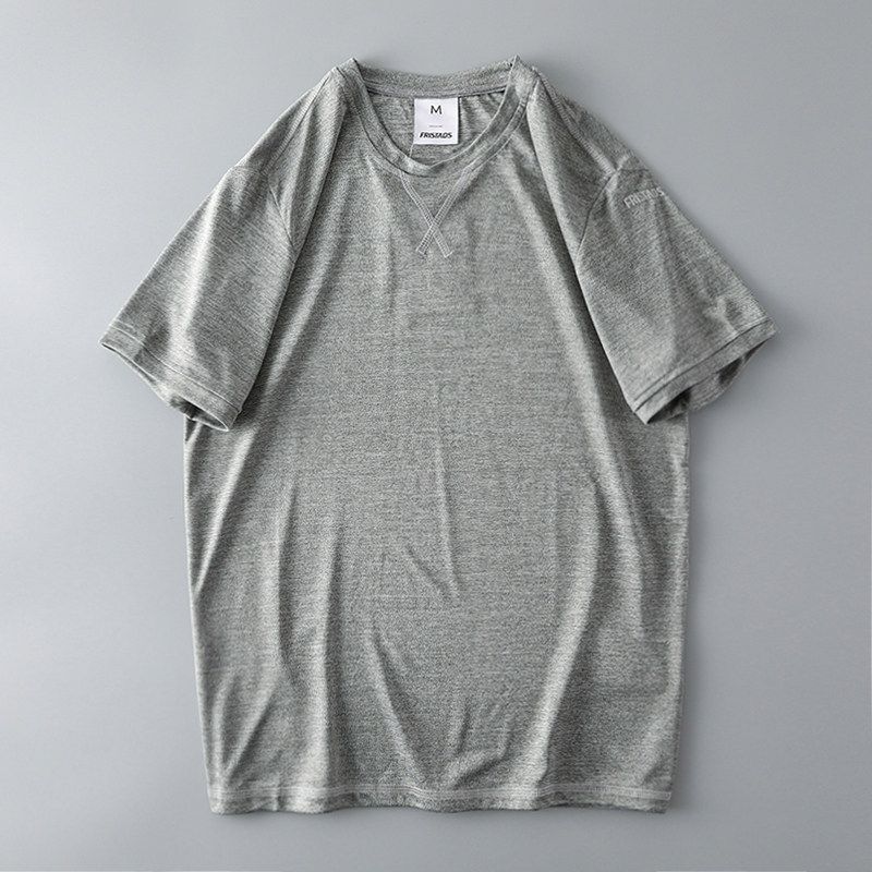 Breathable Short Sleeve Sports and Fitness Running Quick Drying Clothes Outdoor Gray S