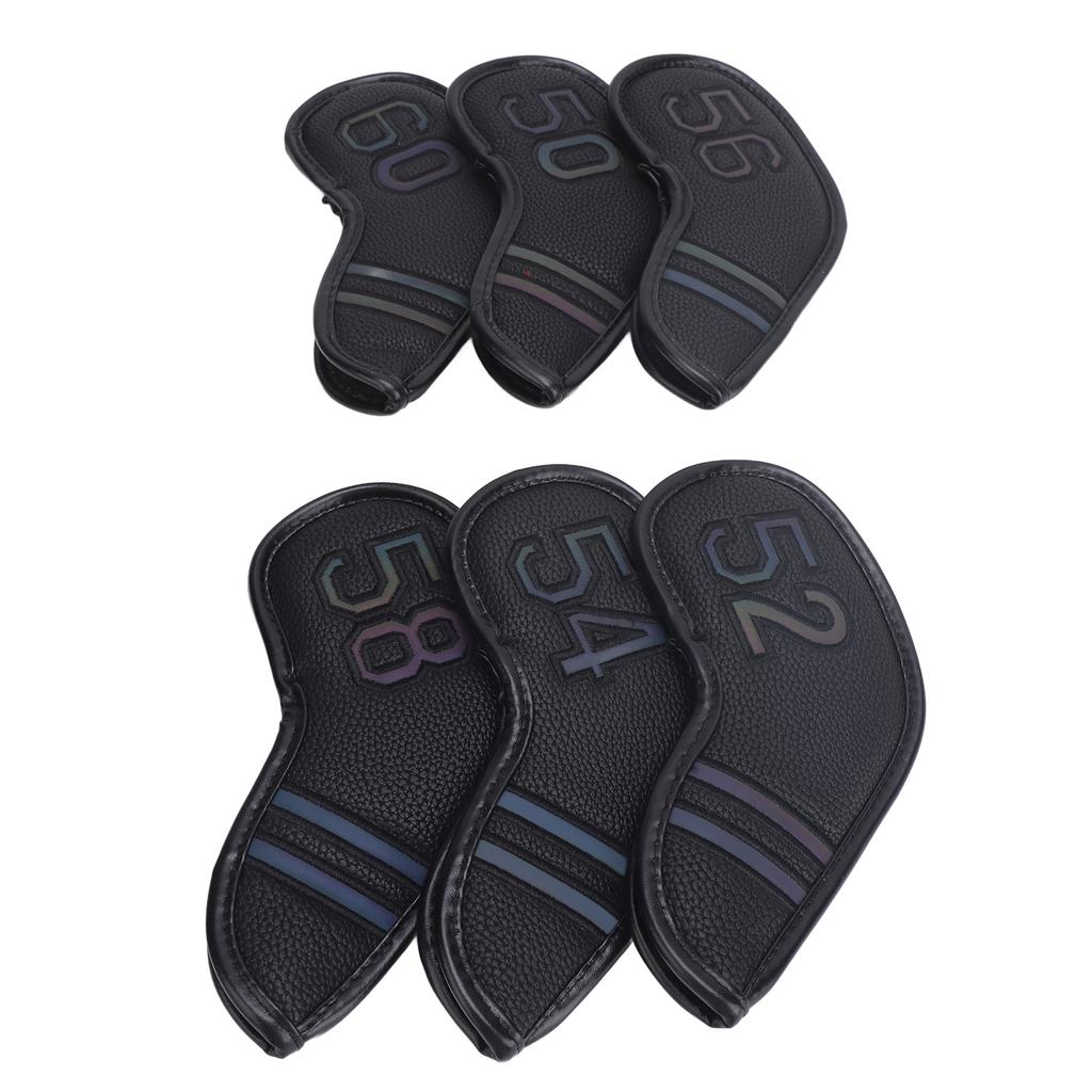 6 szt. Pokrowców na kije typu wedge z PU skóry pasuje do większości kijów łatwe do identyfikacji haftowany numer