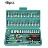 46pcs Socket Ratchet Car Repair Tool Wrench Set Head Ratchet Pawl Socket Spanner Screwdriver Professional Metalworking Tool Kit