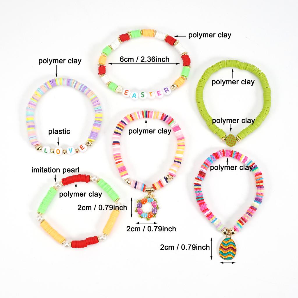 Easter Colorful Beads Bunny Pendant Bracelet Accessories for Girls