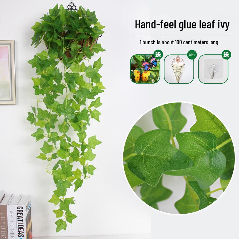 Artificial Pothos & Spider Plant Rattan Vine Wall Hanging for Indoor/Outdoor Decor