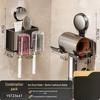Aluminum Alloy Suction Cup Hair Dryer & Double Toothbrush Holder