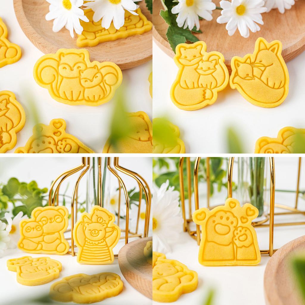 Cartoon Animal Cookie Cutters Set Food Grade Silicone Baking Mold for Funny Kids Treats Biscuits Mould Kitchenwares