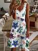 New European and American hot-selling women's clothing fast-selling T strap V-neck lace fashion printed dress
