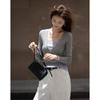Women's Slim Fit Faux Two-Piece Wool Blend Colorblock Knit Top