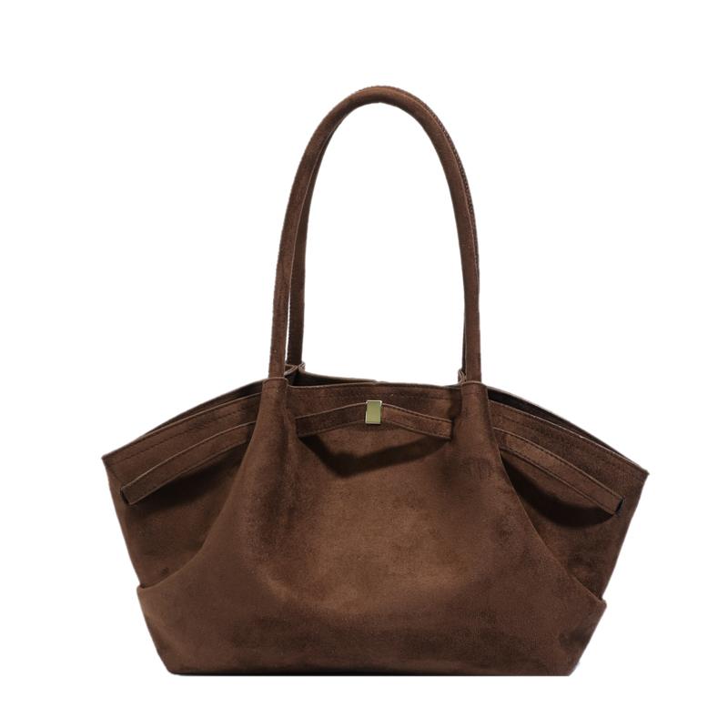 

2026 Women Suede Tote Bag with Inner Pocket Underarm Bag Large Capacity Solid Color Satchel Bags for Work Travel Purses Handbags 30cm 12cm 21cm кофейный
