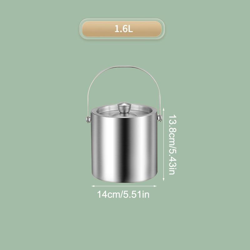 1.6/2/3/4L Stainless Steel Ice Bucket Insulated Ice Bucket With Lid Bar Party Whiskey Beverage Tools Beer Wine Bottle Container