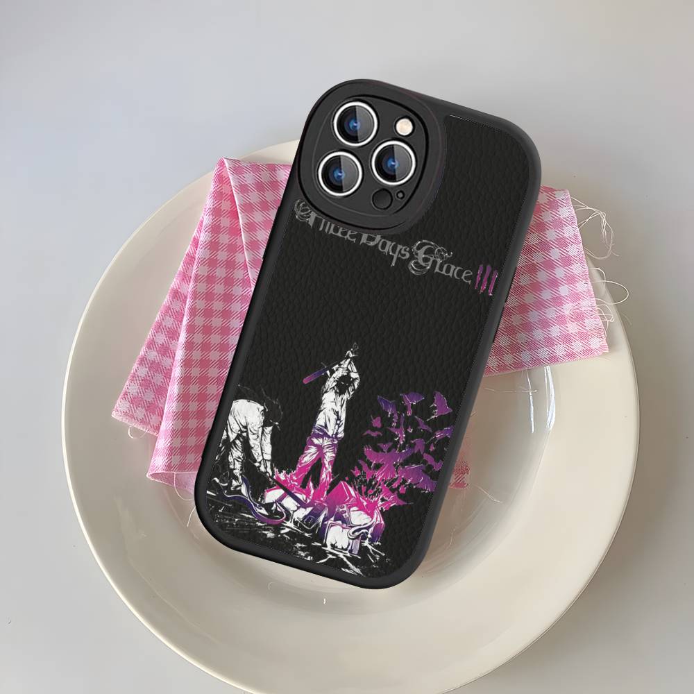 

Classic Vintage Three Days Grace Band Phone Case For IPhone 16 15 14 11 12 13 Pro Max Plus Back Leather Shell iphone X