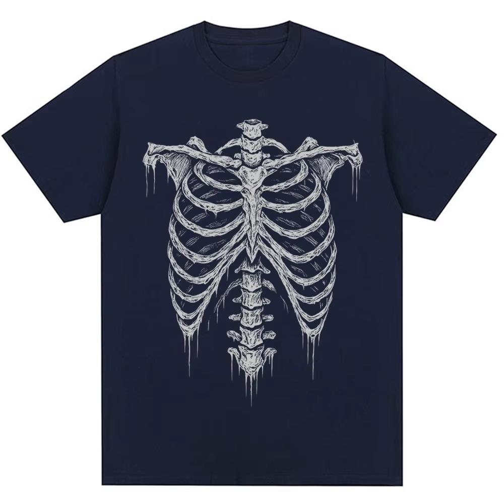 90s Vintage Style Rib Cage Graphic T Shirts Men Women Punk Y2k Harajuku Summer T-shirts Hip Hop Streetwear Oversized Tshirt
