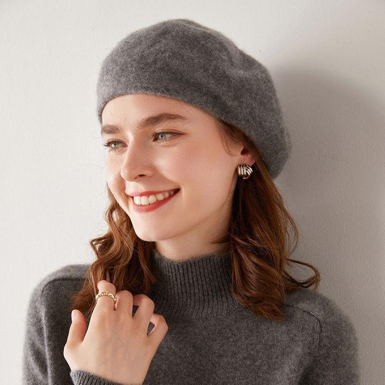 Versatile Cashmere Beret Retro Temperament Knitted Hat Wool Women's New Soft Sticky Hat