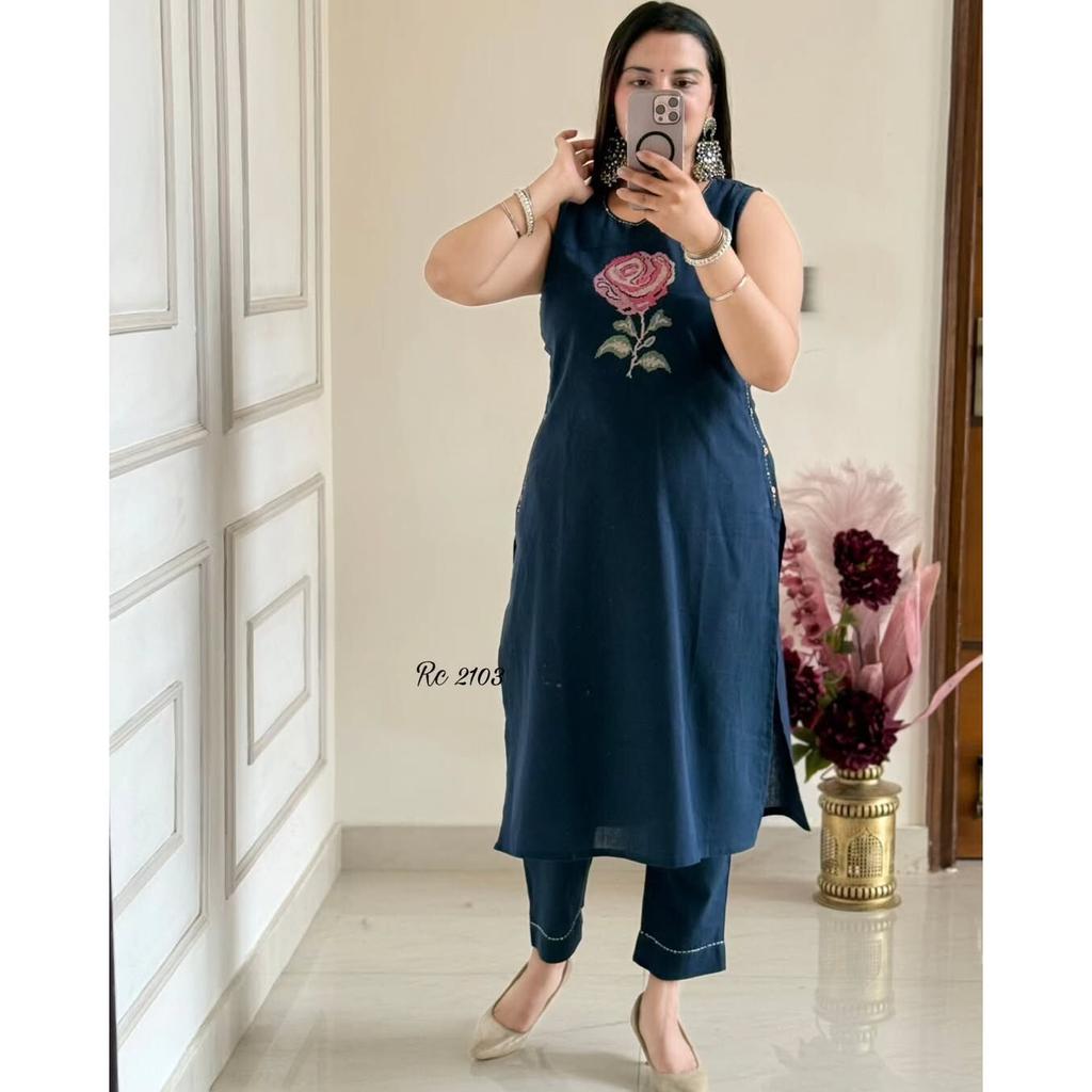 Indian Designer Top Tunic Kurta Pant Set Pakistani Party Wear Sleeveless Kurti SC-2267