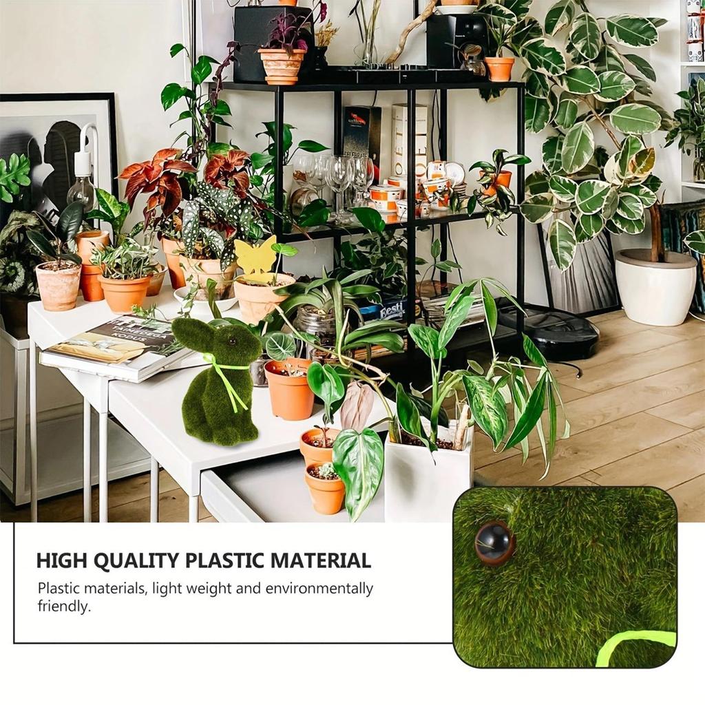 Moss Rabbit Decor Flocked Animal Sculpture Easter Decoration Bunny Statue Holiday Animal Statue for Spring Easter Home Table